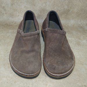 Simple Brown Suede Leather Clogs Slip On Mules
